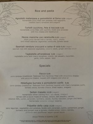 Menu at Brac Libreria di Arte Contemporanea in Florence