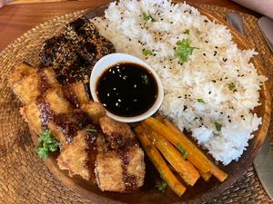 Eggplant Tofu teriyaki  at anahaw in Dauin