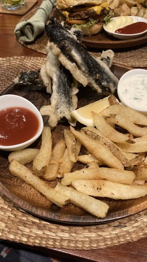 Vegan fish and chips  at anahaw in Dauin