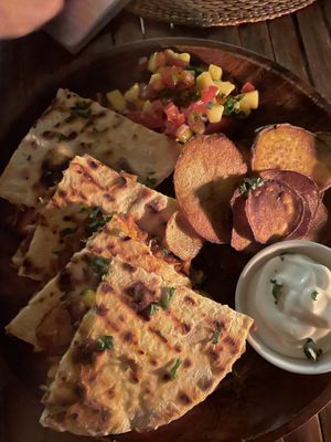 Vegan chicken quesadillas   at anahaw in Dauin