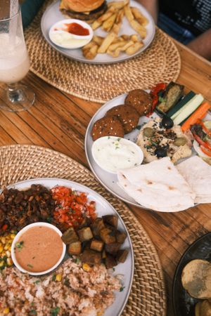 The Unbelievable Burger (top), Mezze Plate (middle), El Mexicano (bottom) at anahaw in Dauin