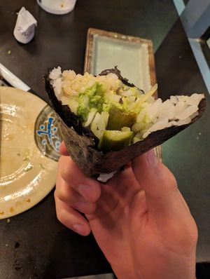 Hand roll at Wasabi in Saratoga Springs