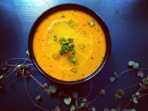 Orange-Tomato-Ginger Soup at Bean Fifteen Espressobar in Berlin