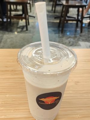 Banana peanut butter smoothie at Naked Earth Cafe in Central Singapore