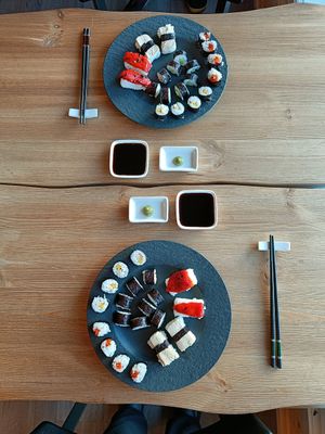 Sometimes we have theme nights. Vegan sushi 👌 at Aurora Holidays in Utsjoki