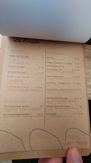 De borrelkaart at De Kribbe in Wilp