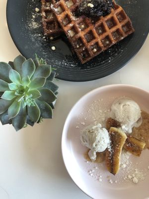 Waffle and “banana cream pie" at Liora in Baltimore