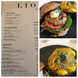 Crabless cakes and Mac n cheese  at Liora in Baltimore