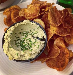 Chive dip + old bay chips  #Veganuary at Liora in Baltimore