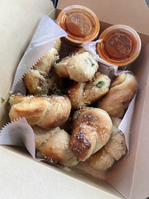 Garlic knots  at Verrazzano Pizza in Half Moon Bay
