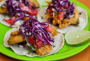 Served with cabbage julienne and chipotle “veganese” at Antojito Con Amor in Playa Del Carmen