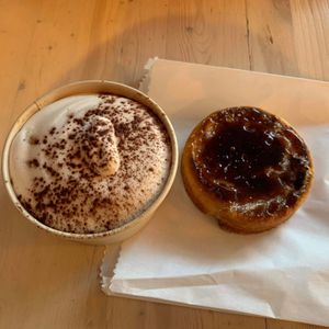 the best duo:  vegan tiramisu + vegan brioche crème brûlée  at Pâtisserie Zébulon in Montreal
