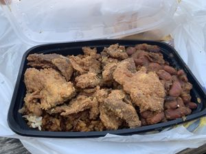 Large serving. Rice is a stir fry type of rice.  at Vegan Bodega in New Britain