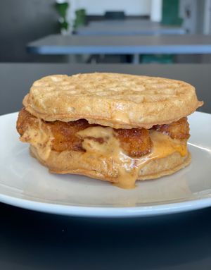 Chicken and Waffle Sandwich at WeVegan Cafe in Tampa