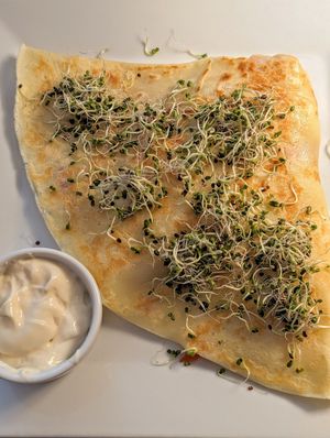 Forlana - savory crepe with vegan mayo at Naleśnikarnia Gramofon in Poznan