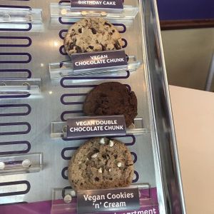 Current vegan selection at Insomnia Cookies in West Hollywood