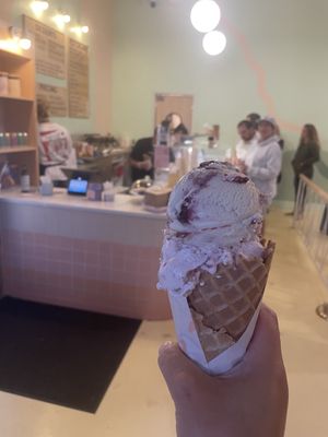 Marion-berry on top and strawberry shortcake on bottom  at Kate's Ice Cream in Portland