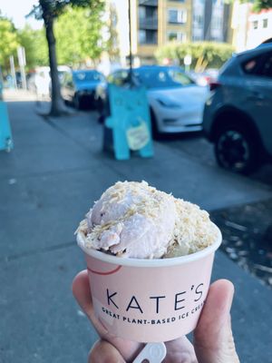 Betterfinger and strawberry shortcake split  at Kate's Ice Cream in Portland
