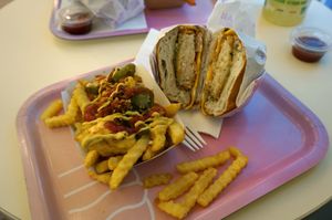 Fish burger + Loaded fries at Naked Burger - 6ème in Paris