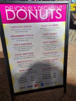 Menu at OMG Decadent Donuts in Surfers Paradise