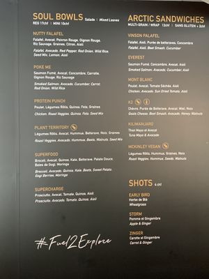 Menu at Arctic in Verbier