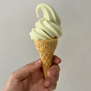 Plant-based kiwi soft cream (50 yen!)  at IKEA - Shibuya in Tokyo