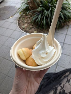 Plant based soft serve and castella cake pops. at IKEA Bistro - Shinjuku in Tokyo