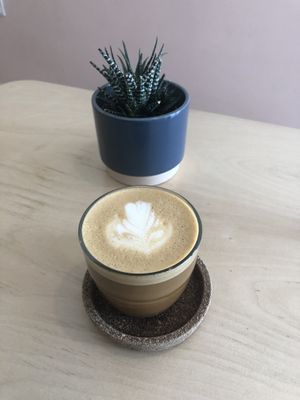 Almond flat white  at Nāmaka in Broadstairs