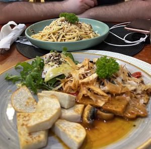 Vegan São Miguel Dish (Veggie carbonara)   at Santo Seitan in Sao Miguel