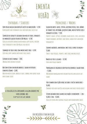 Summer menu at Santo Seitan in Sao Miguel