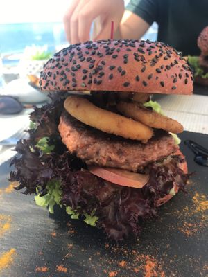 Vegan burger  at Sea View in Porto Moniz