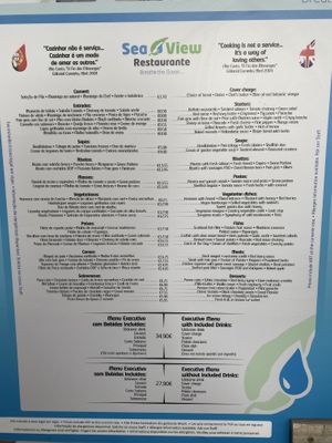 Menu  at Sea View in Porto Moniz