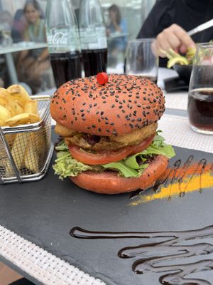 Vegan burger  at Sea View in Porto Moniz