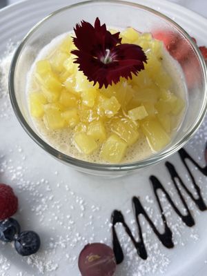 Coconut dessert with pineapple   at Sea View in Porto Moniz