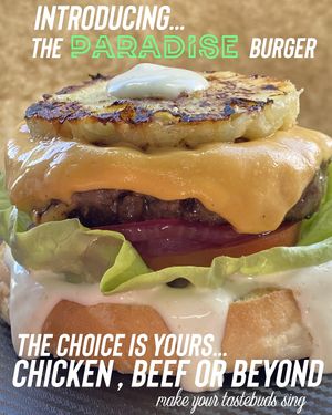 Beyond burger, jalapeño Mayo and charred pineapple  at BSquared Food - Just Be in Western Cape