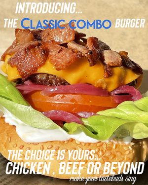 Beyond burger with *facon and vegan cheese at BSquared Food - Just Be in Western Cape