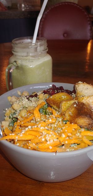 Lemony Kale Salad with a Matcha Milkshake at dirt in Quakertown