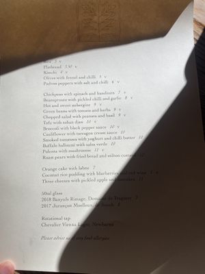 menu - august 11th 2022  at Sylvan in Glasgow