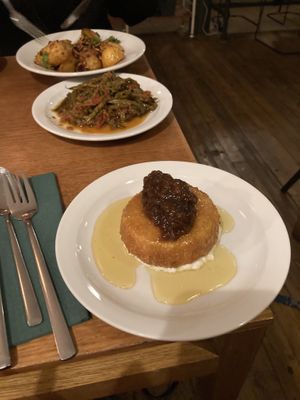 Fried potatoes, green beans, cheese  at Sylvan in Glasgow