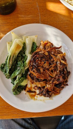 Pat choi and black fungus at Sylvan in Glasgow