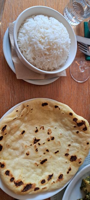 Flatbread and rice at Sylvan in Glasgow