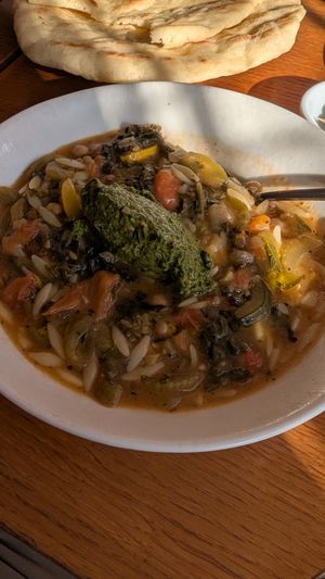 Minestrone with wild garlic pesto at Sylvan in Glasgow