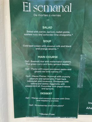 The menu on the day of our visit at La Mujer de Verde in Mallorca
