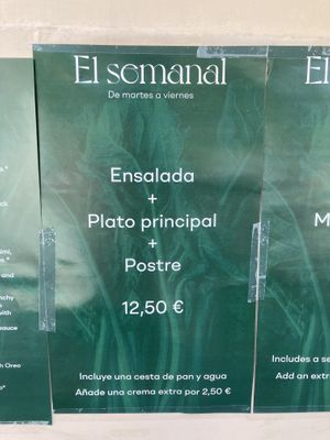 The menu price at La Mujer de Verde in Mallorca