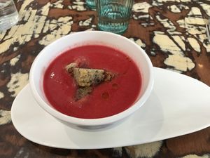 Gaspacho!😋 at La Mujer de Verde in Mallorca