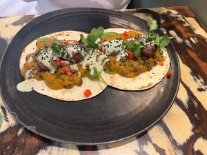 Jackfruit tacos - very tasty at La Mujer de Verde in Mallorca