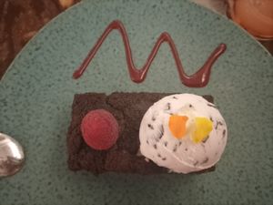 Schoko Kuchen. Leider mit Kokos Geschmack. at La Mujer de Verde in Mallorca