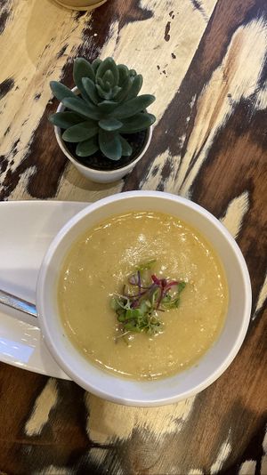 Vietnamese cauliflower soup: tasty but nothing special   at La Mujer de Verde in Mallorca