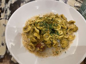 Pasta mit Mandel Pesto  at La Mujer de Verde in Mallorca