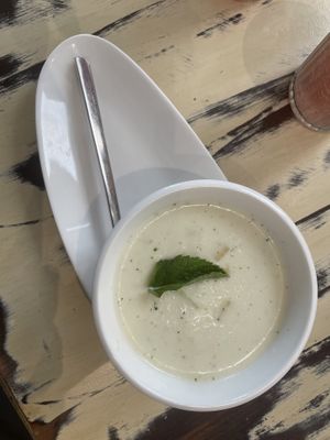 Melon soup  at La Mujer de Verde in Mallorca